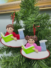 Load and play video in Gallery viewer, Personalized Christmas Ornament Love Reading Girl/Boy
