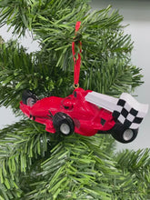 Load and play video in Gallery viewer, Personalized Christmas Ornament Race Car Red　
