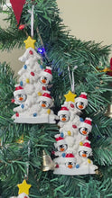 Load and play video in Gallery viewer, Personalized Christmas Gift for Family Christmas Ornament Penguin Family 3 White
