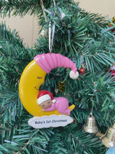 Load and play video in Gallery viewer, Maxora Personalized Baby Ornament Christmas Gift Sleep in Moon Boy/Girl
