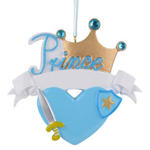 Load image into Gallery viewer, Christmas Personalized Ornament Prince Crown Blue/Pink
