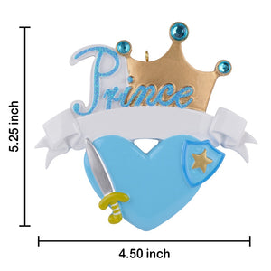Christmas Personalized Ornament Prince Crown Blue/Pink