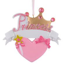 Load image into Gallery viewer, Christmas Personalized Ornament Princess Crown Blue/Pink
