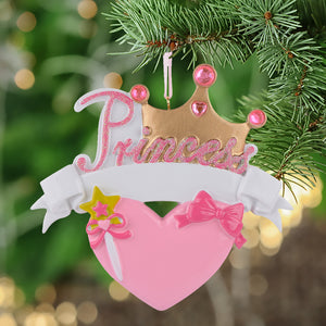 Christmas Personalized Ornament Princess Crown Blue/Pink
