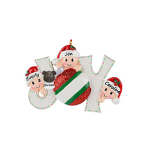 Load image into Gallery viewer, Personalized Christmas Ornament JOY Family 3
