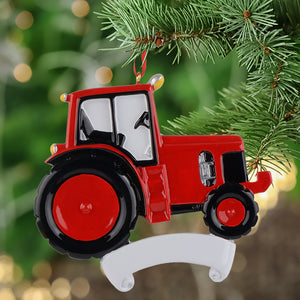 Christmas Personalized Ornament Tractor Red