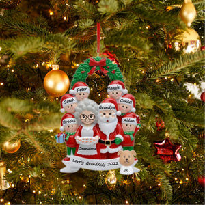 Customize gift for Grandpa & Grandma Christmas Ornament Santa family 8