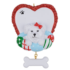 Personalized Christmas Pet Ornament Cut Dog with Heart