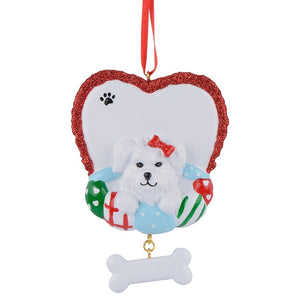 Personalized Christmas Pet Ornament Cut Dog with Heart