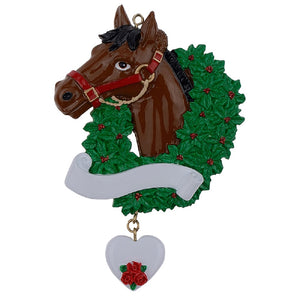 Customize Gift for Pet Christmas Ornament Horse with Wreath