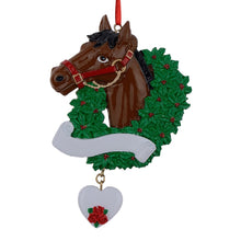 Load image into Gallery viewer, Personalized Christmas Ornament Horse with Wreath
