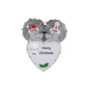 Personalized Christmas Ornament Hedgehog Couple
