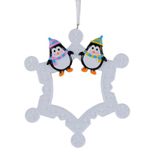 Load image into Gallery viewer, Personalized Christmas Ornament Snowflake with Penguin Family 2
