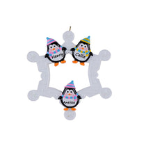 Load image into Gallery viewer, Personalized Christmas Ornament Snowflake with Penguin Family 3
