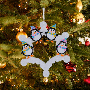 Personalized Christmas Ornament Snowflake with Penguin Family 3