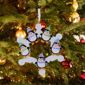 Personalized Christmas Ornament Snowflake with Penguin Family 5