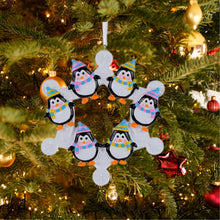 Load image into Gallery viewer, Personalized Christmas Ornament Snowflake with Penguin Family 6

