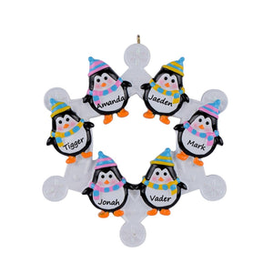 Personalized Christmas Ornament Snowflake with Penguin Family 6
