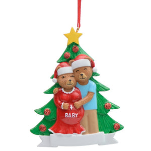 Personalized Gift Christmas Ornament Pregenant Bear Family 2