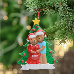 Personalized Gift Christmas Ornament Pregenant Bear Family 2