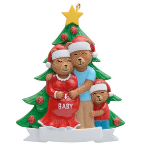 Customize Christmas Gift Ornament Pregenant Bear Family 3