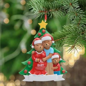 Personalized Christmas Ornament Pregenant Bear Family 3