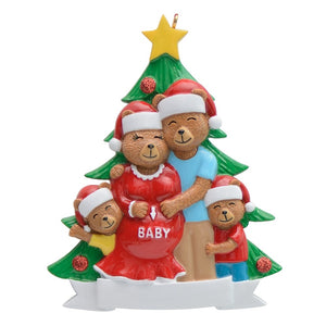 Personalized Gift Christmas Ornament Pregenant Bear Family 4