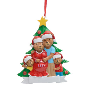 Personalized Gift Christmas Ornament Pregenant Bear Family 4