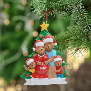 Personalized Gift Christmas Ornament Pregenant Bear Family 4