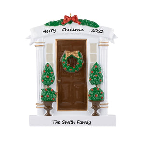 Personalized Christmas Ornament Our New Home Brown Door