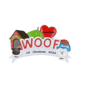 Personalized Christmas Pet Ornament WOOF/MEOW
