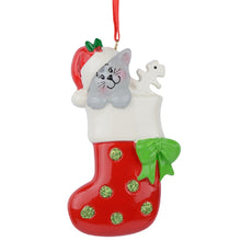 Load image into Gallery viewer, Personalized Christmas Pet Ornament Kitty Stocking
