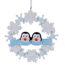 Load image into Gallery viewer, Personalized Christmas Ornament Penguin with Snowflake Family 2
