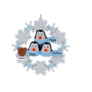 Personalized Christmas Family Gift Penguin with Snowflake Family 3