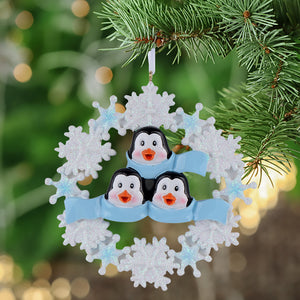 Personalized Christmas Family Gift Penguin with Snowflake Family 3