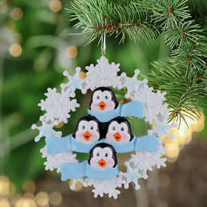 Personalized Christmas Ornament Penguin with Snowflake Family 4