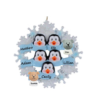 Load image into Gallery viewer, Personalized Christmas Ornament Penguin with Snowflake Family 5
