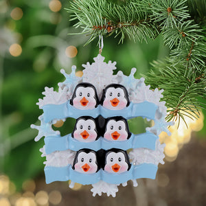 Personalized Christmas Ornament Penguin with Snowflake Family 6