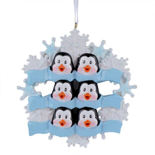 Load image into Gallery viewer, Personalized Christmas Ornament Penguin with Snowflake Family 6
