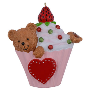 Personalized Christmas Ornament Bear Cupcake Ornament
