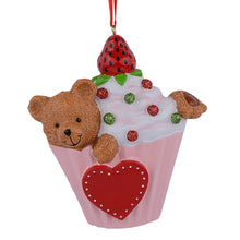 Load image into Gallery viewer, Personalized Christmas Tree Decoration Ornament Bear Cupcake Ornament
