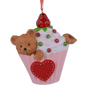 Personalized Christmas Ornament Bear Cupcake Ornament