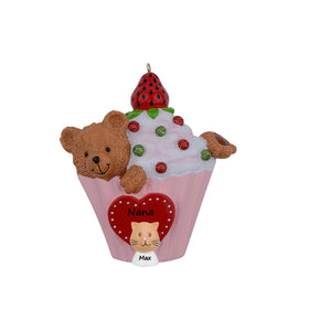 Personalized Christmas Tree Decoration Ornament Bear Cupcake Ornament