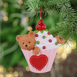 Personalized Christmas Tree Decoration Ornament Bear Cupcake Ornament