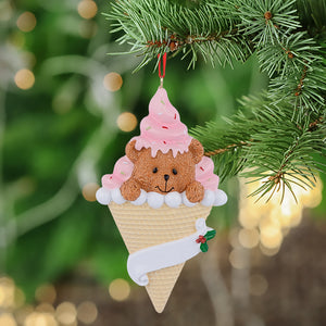 Personalized Christmas Ornament Bear Ice Cream Ornament