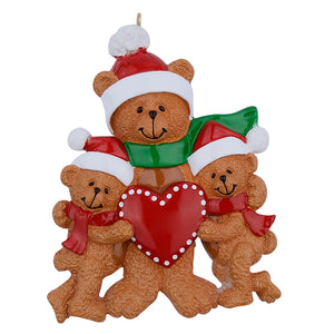 Personalized Christmas Ornament  Single Parent with Kid Bear Family 3