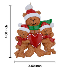 Customize Gift Christmas Decoration Ornament Single Parent with Kid Bear Family 3