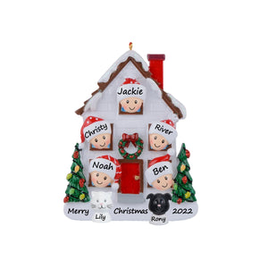 Personalized Gift Christmas Ornament Holiday House Family 5