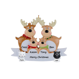 Christmas Personalized Ornament Reindeer Family 4