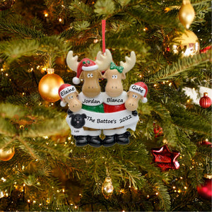Personalized Christmas Gift for Family 4 Moose Ornament